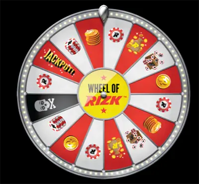 Den berømte Wheel of Rizk interaktive bonusfunksjon